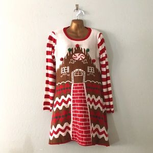 Knit Holiday Gingerbread Sweater Dress